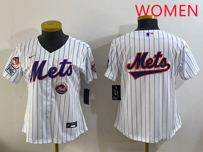 Women New York Mets Blank White Stripe Game 2025 Nike MLB Jersey style 20